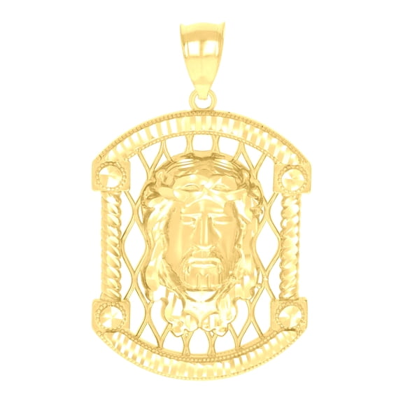10k 10kt Yellow Gold Mens Jesus Religious Charm Pendant for Men