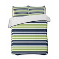 thumbnail image 2 of Quilts Twin Size, Navy Blue Green Striped Soft Comforter Bedding Set for Bed, Gradient Horizontal Lines Lightweight Quilted Bedspread with Pillow Cover(2 Pieces) for All Season, 68x86 Inch, 2 of 6