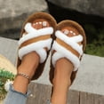 thumbnail image 3 of ZVNAΖH Women's Winter Thick Sole Plush Slippers Warm Fluffy Crisscross Strap Indoor Outdoor House Shoes, 3 of 8