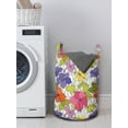 thumbnail image 3 of Spring Laundry Bag, Continuous Hibiscus Flora Botanical Themed Pattern on Geometric Lattice Graphic, Hamper Basket with Handles Drawstring Closure for Laundromats, 13" x 19", Multicolor, by Ambesonne, 3 of 4