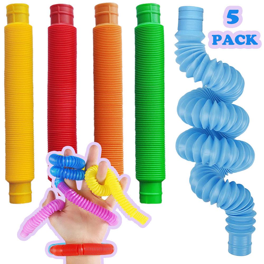 6Pcs Fidget Pop Tube Toys Sensory Stretch Pipe Tools Decompression Stress Relief 