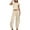 Beige, variant on Two Piece Sets for Women Summer 2PC Fashion Woman V Neck Short Sleeve Blouse +Loose Pockets Pants Sets