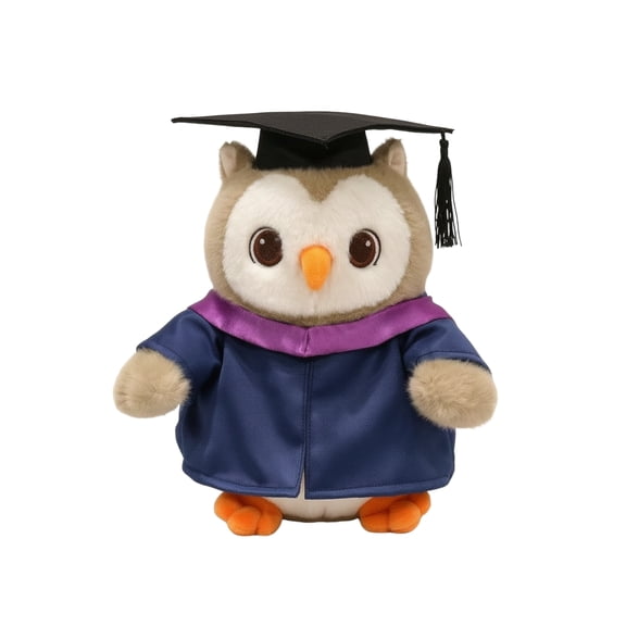 Lazsy Plush Figure Owl Stuffed Animal Graduation Cap and Robe Soft Material for Students Kids Bedroom Dorm Decor