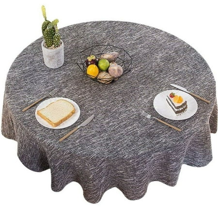 

Round Tablecloth Two Tone Linen Blend Circle Tablecloth stain Resistance Durable Table Cover For Dining Room Hotel Garden Picnic BBQ Party -Dark Grey-240cm