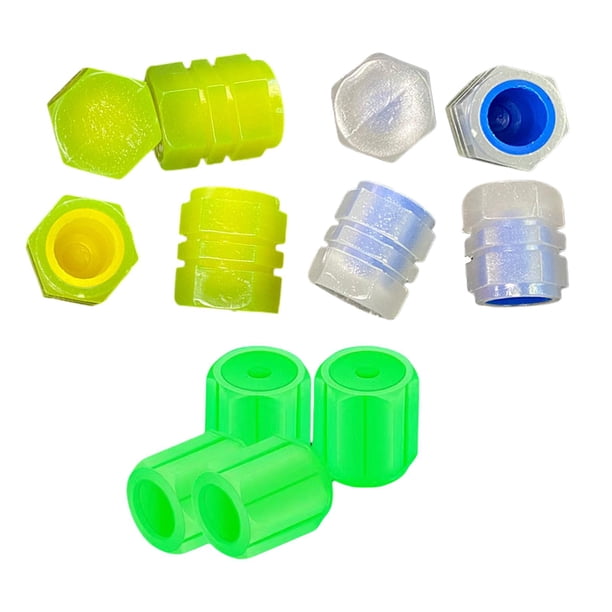 12 piezas Fluorescen Capas de válvulas de neumáticos para automóviles Accesorios universales para la mayoría de los automóviles Azul Verde Amarillo 2