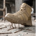 thumbnail image 2 of XQJ Men's Steel Toe Work Boots, Comfortable Lightweight Industrial Construction Shoes, Durable High Top Safety Boots - Beige - Size 5, 2 of 7