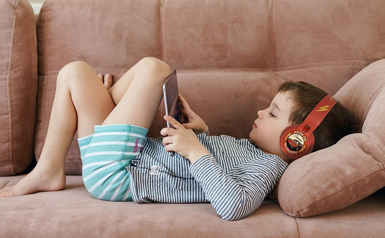 Cars 3 Bluetooth Headphones Disney Pixar Movie Wireless Kid Friendly Sound with Lightning McQueen Graphics