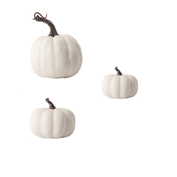 6 Pack Artificial White Pumpkins, Mini Fake Pumpkins Decor Mini Halloween Pumpkins, Lifelike Faux Realistic Fake Pumpkin Decor for Halloween Harvest Thanksgiving Party Tabletop Decor(White,2x1.8")