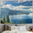 thumbnail image 2 of Shiartex  Landscape Tapestry , Aerial Image of Majestic Lake Above Trees and Mountain in The Horizon, Wall Hanging Wall Decor,White Green Painting, 2 of 6