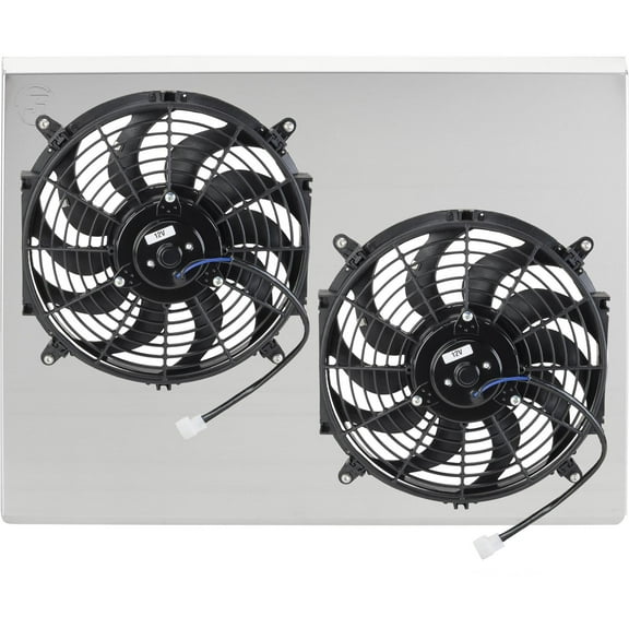 33 Inch Dual Electric Fan & Shroud Kit for SBC/BBC Radiators, Complete Cooling Solution with Wiring Kit, 1,600-2,200 CFM Curved Blade Fans, Direct Fit for Universal Crossflow Radiators