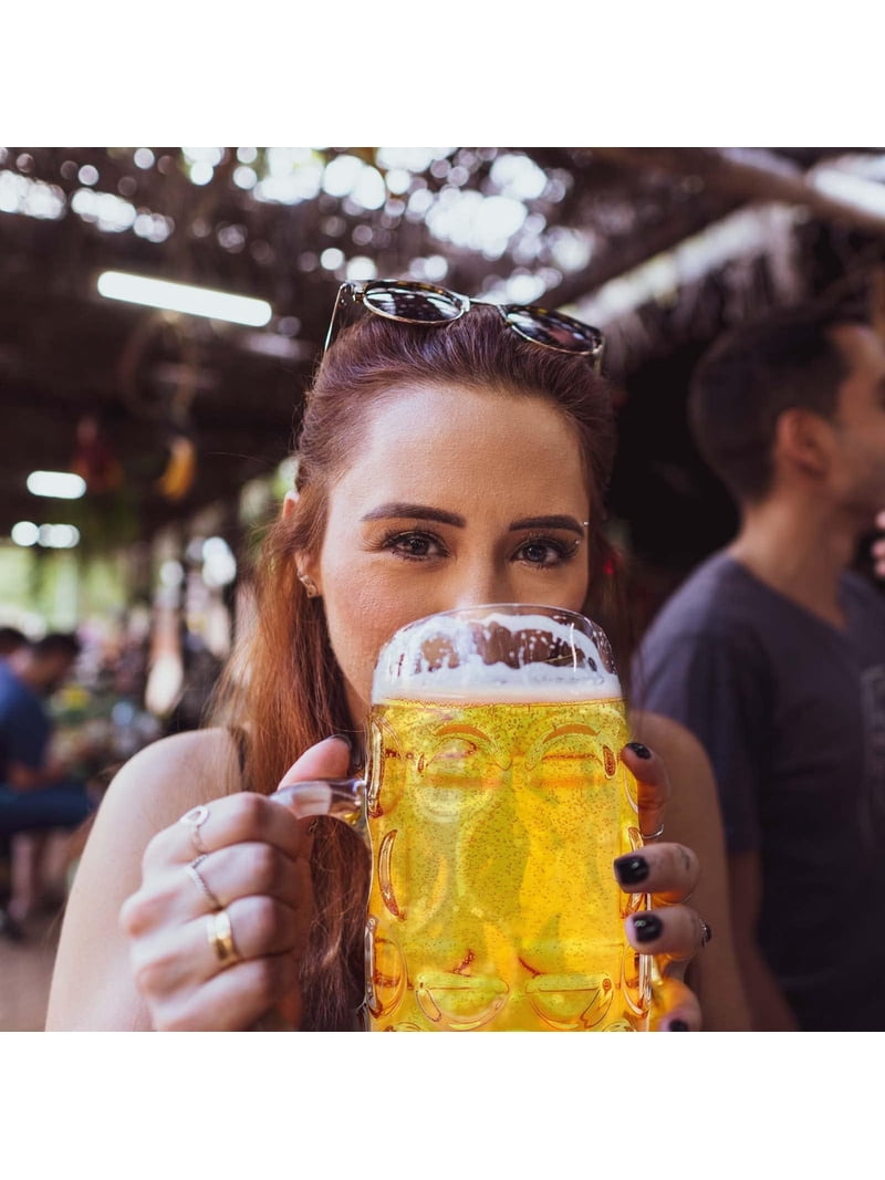 TJOUL, Beer Mug, 32 oz, Clear Plastic with Handles - Walmart.com