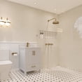 thumbnail image 2 of Ayna Decors Rooh 24 in White Bathroom Vanity Set with White Quartz Countertop and Brass Faucet | Pop-Up Drain and P-Trap Included | Gold Hardware, 2 of 10