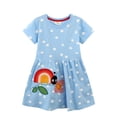 thumbnail image 2 of Bellafa Summer Toddler Kids Girl's Casual Short Sleeve Cartoon Dresses Snail 2T, 2 of 6