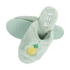 Jessica Simpson Womens Plush Faux Fur Fuzzy Slide On Open Toe Slipper with Memory Foam, Mint