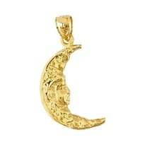 14K Yellow Gold Crescent Moon Pendant