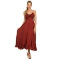 thumbnail image 5 of Sakkas Allie Stonewashed Embroidered Adjustable Spaghetti Straps Long Dress - Red - 1X/2X, 5 of 5
