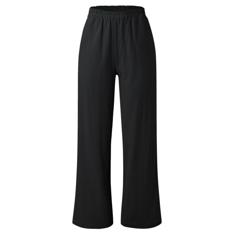 HSMQHJWE Black Slacks Cotton Pants For Women Casual Petite Womens Casual  Solid Color Loose Pockets Elastic Waist Pants Long Trousers Fall Pants