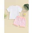 thumbnail image 3 of Bagilaanoe 2pcs Toddler Baby Girl Shorts Set Short Sleeve Letter Print T Shirt Tops + Plaid Shorts 3M 6M 12M 18M 24M 3T Kids Casual Summer Clothes, 3 of 8