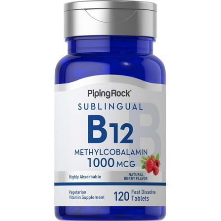 Methylcobalamin B-12 1000 mcg | 120 Fast Dissolve Tablets for Men and Women | by Piping Rock