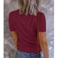 thumbnail image 1 of Camiseta con botones delanteros, camiseta de manga corta con cuello en V, camiseta de manga corta acanalada, estética elegante, 1 of 4