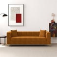 thumbnail image 5 of Pemberly Row Velvet Upholstered  Square Arm Couch in Cognac Tan, 5 of 6
