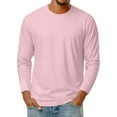 thumbnail image 2 of Domuza Men's Long Sleeve Tee Shirts Crew Neck Cotton Casual Basic Thermal Undershirt Soft Lightweight Slim Fit Stretch T-Shirt Pink M, 2 of 7
