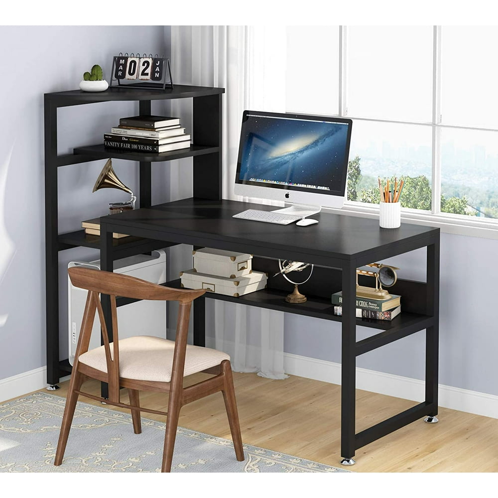Tribesigns Computer Desk with 4 Tiers Shelves and Hutch, Modern 58 Inch