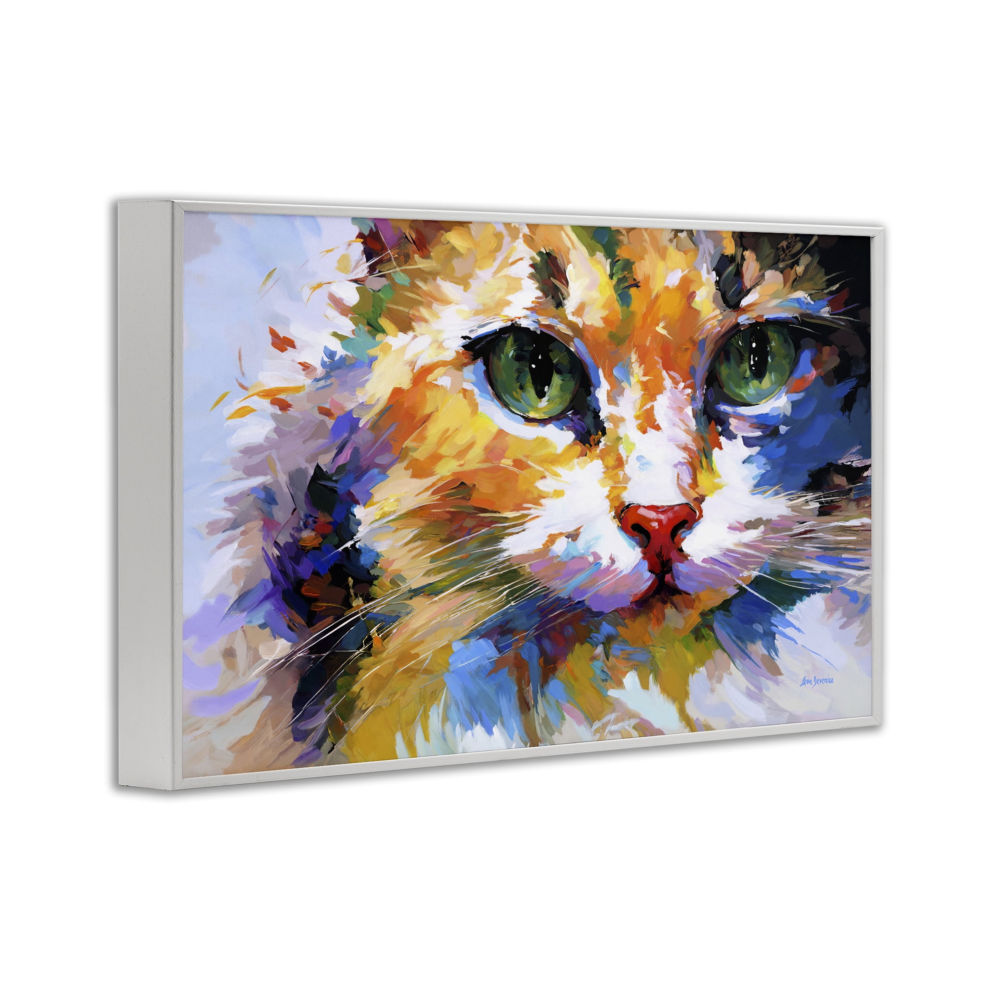 Stupell Industries Manx Cat Gaze Animals & Insects Painting White Framed Art Print Wall Art, 30 x 20