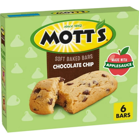 Mott's Soft Baked Bars, Chocolate Chip, Made with Applesauce, 6 Ct, 5.76 oz