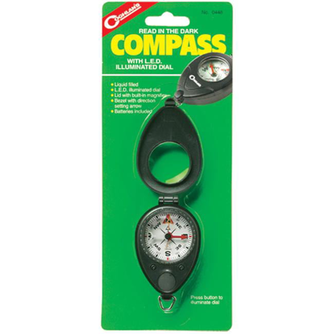 Folding Case Coghlan's Compass with LED Light Illuminated w/ Built-in Magnifier 