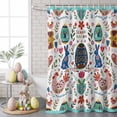 thumbnail image 5 of Easter Shower Curtain Easter Eggs Bunny Shower Curtains for Bathroom Decor, Waterproof Polyester Shower Curtain Set with Hooks, Extra Long 72" x 78" Rabbit Floral Leaves Love Heart, 5 of 9