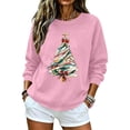 thumbnail image 4 of Wooowa Christmas Tree with Bow Print Long Sleeve Sweatshirt Top Round Neck Casual Soft Breathable for Holiday Home Party Daily Wear, 4 of 6