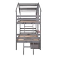 thumbnail image 5 of Harper & Bright Designs Wooden House Bed Twin over Twin Bunk Bed with Window and Roof, Twin Size Loft Bed Frame with 2 Drawers, 1 Storage Box, 1 Shelf for Bedroom, Gray, 5 of 12