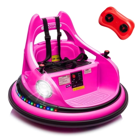 NovaDrive 12V Kids Ride On Bumper Car with Parent Remote Control, 360° Spin, LED Lights, Bluetooth Music, Anti-Collision Padding & Five-Point Safety Belt, 2WD, Ages 1.5-5