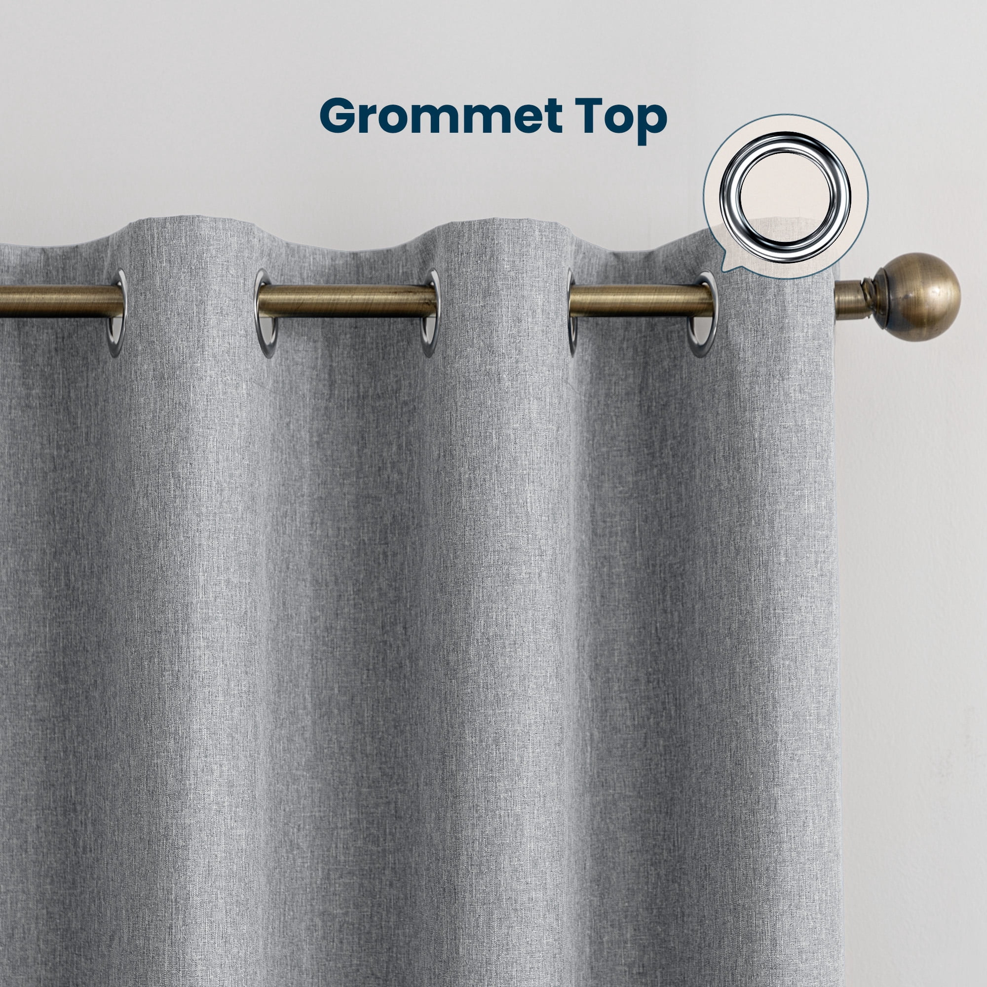 Sleep Zone Linen Look 100% Blackout Curtains for Bedroom Windows Living Room Darkening Thermal Insulated Drapes 2 Panels, 52" x 84" Dark Grey