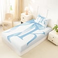 thumbnail image 4 of Erosebridal Blue Bowknot Twin Sheet Sets for Girls, Monogrammed K Bedding, 3pcs, 1 Flat Sheet, 1 Fitted Sheet and 1 Pillowcase, 4 of 5