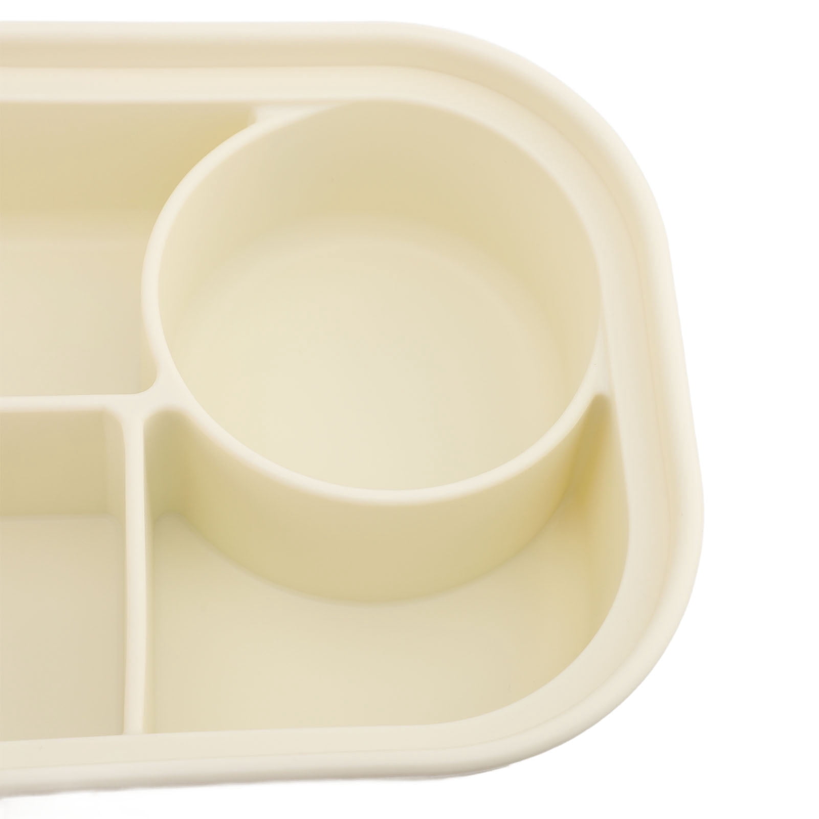 Riousery Silicone Bento Box 4 Compartment Microwave Safe Sealed Container for Work Travel 8.66 inches / 22 cm Milky White