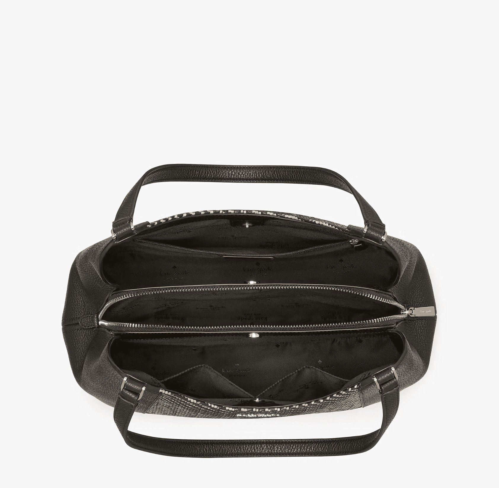 Kate Spade New York Lena Straw Triple Compartment Shoulder Bag - Natural/Pebbled Leather