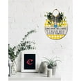 thumbnail image 3 of Stay Awhile Front Door Sign Funny Wreaths Hanging Wooden Plaque Decoration Round Rustic Wood Farmhouse Porch Decor for Home Front Door Decor, 11 Inch, 3 of 5