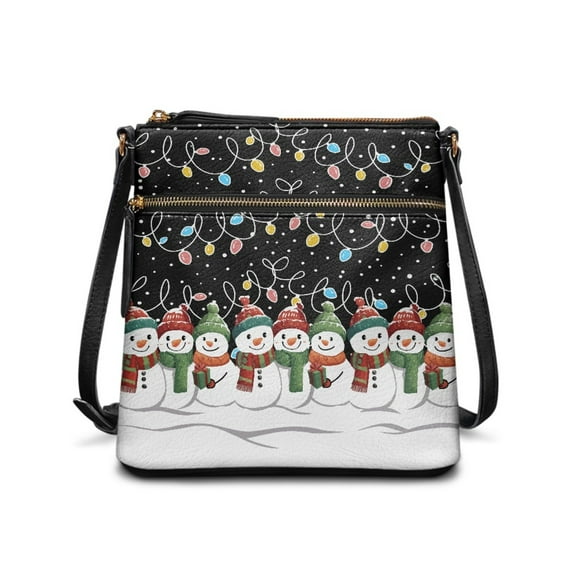 ZUXONGSY Christmas Snowman Print Shoulder Handbag for Women Small Crossbody Purse Lightweight Satchel with Adjustable Wide Strap for Shopping Business