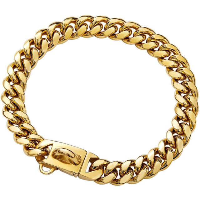 Jinsinto Collier en Or avec Boucle de Conception Sécurisée, Résistant à la Mastication, Collier de Laisse de Chaîne en Acier Inoxydable Robuste