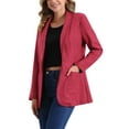 thumbnail image 4 of INSPIRAR CHIC Blazer de mujer con cuello de solapa, un botón, chaqueta de traje de ante sintético XS roja, 4 of 6
