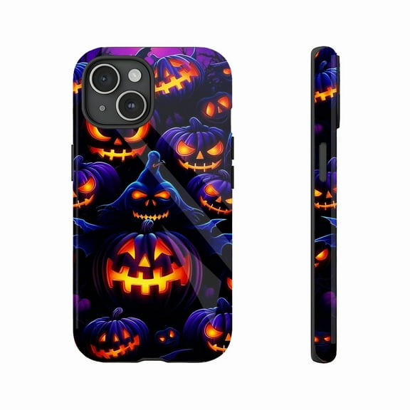 Halloween Creepy Pumpkin Glowing Eyes Phone Case Compatible with iPhone 11/12/13/14/15/16 (Pro Max/Plus) for Halloween Parties