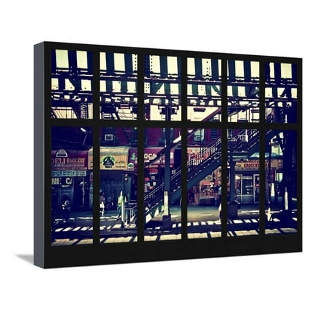 Nic Station Window View - Urban Street Scene - Marcy Avenue Subway Station - Williamsburg - Brooklyn - NYC Stretched Canvas Print Wall Art By Philippe Hugonnard ()