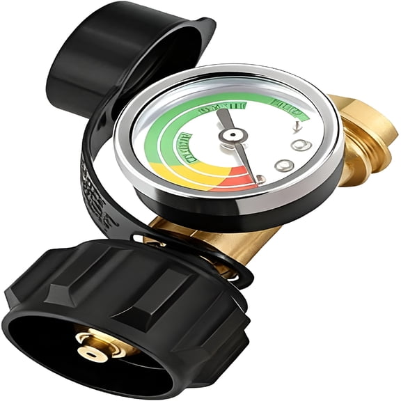 GJX Propane Tank Gauge with Pressure Meter & Level Indicator for 5-40 Lb Cylinders | Fits Grill,Heater,Rv,Camper,Fire Pit & More | Qcc1 / Type 1 Connection