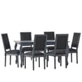 thumbnail image 2 of Noble House Fescue Fabric Upholstered Wood Expandable 7 Piece Dining Set, Gray and Black, 2 of 16