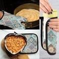 thumbnail image 5 of 2 PCS Oven Baking Gloves Set Heat Resistant Oven Mitt & Pot Holder Set Cooking Mitts Kitchen Home Supplies Intricate Blue Shape, 5 of 5