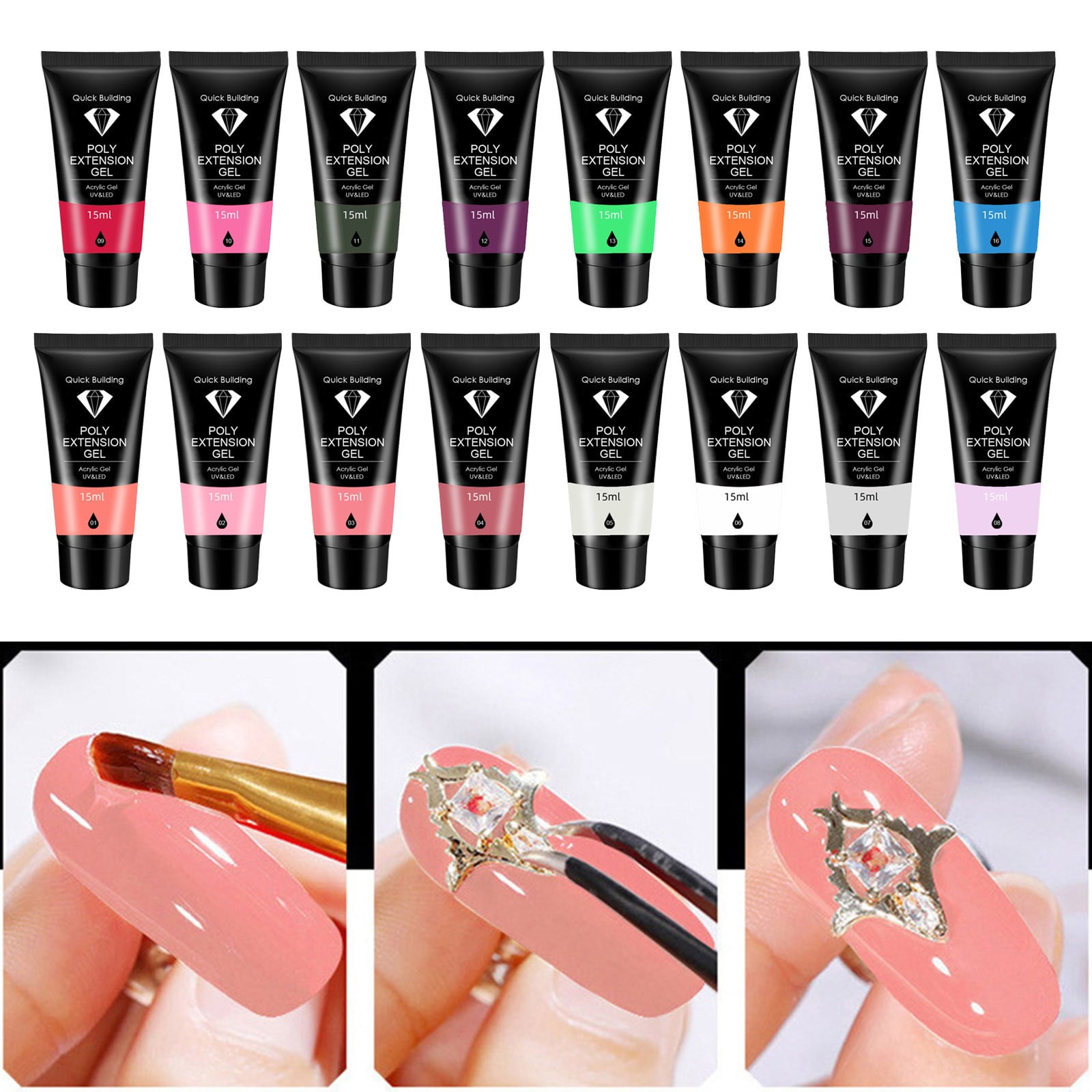Finger Nail Polishes Sheer Gel Polish Acrylic Nail Stuff Pearls for Nails Nail Holder for Painting Nails Heart Glitter for Nails Gel Top Coat Face for Makeup Nail Packaging Nail Stuff for