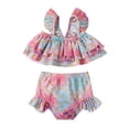 thumbnail image 1 of EYIIYE Baby Girl's Mermaid Swimsuit Sets Fish Scales Bathing Suit Set, 1 of 7