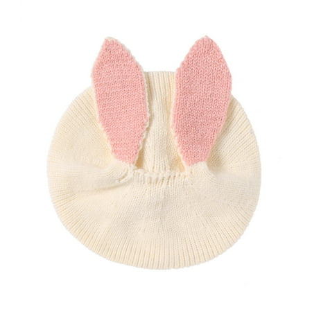

Aompmsdx Baby Girls Boys Soft Warm Knit Hat Winter Patchwork Rabbit Ear Cap Hathoodies